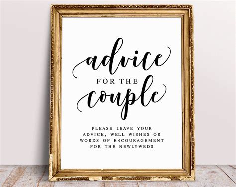 Advice For The Couple Wedding Advice Cards Sign Wedding Well Etsy