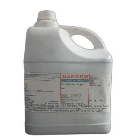 5L Rankem Sulphuric Acid For Laboratory 98 At Rs 650 Can In Raipur