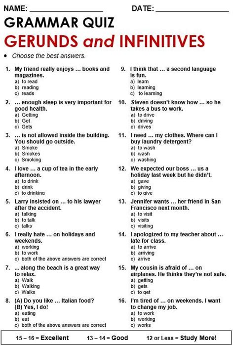 Worksheet On Gerund Participle And Infinitive