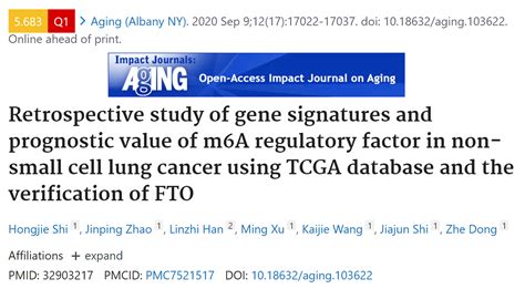 5 Fto，非小细胞肺癌 Nsclc，预后，m6a，n6 甲基腺苷 知乎