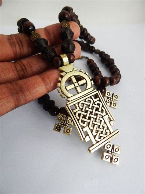 Ethiopian Coptic Cross Necklace Mens African Cross Jewelry Beaded