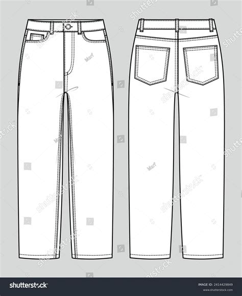 Baggy Fit Comfort Jeans High Waist Regular Stock Vector Royalty Free