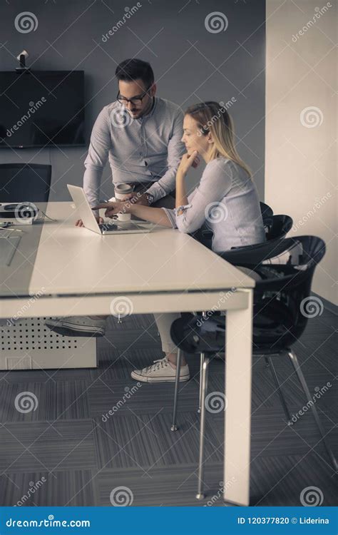 Business Woman And Business Man Working Together In Office Busi Stock