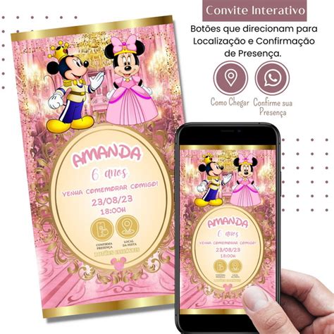 Convite Mickey Minnie Realeza Digital Interativo Virtual Elo7