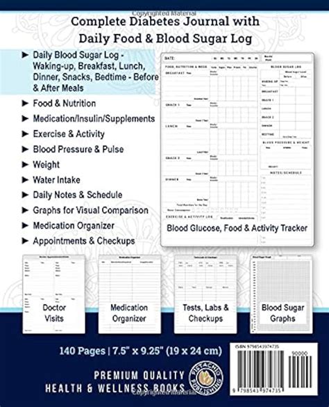 Complete Diabetes Journal With Food Blood Sugar Log Daily Blood