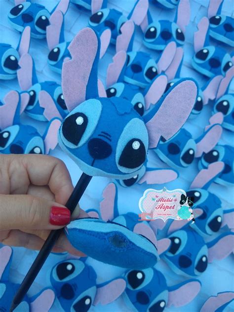 Ponteira de Lápis Stitch em Feltro p Encaixe sem o Lápis