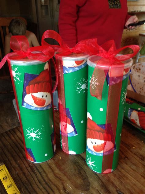 Repurposed Pringles Cans With Cowboy Crackers Inside Christmas