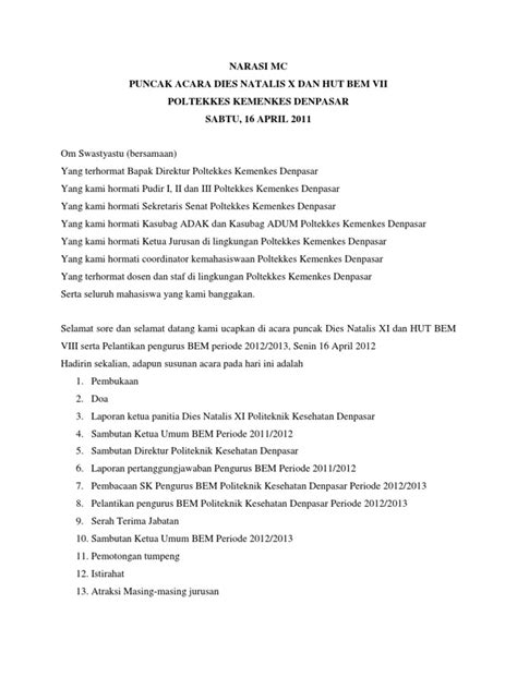 Contoh Contoh Teks Mc Non Formal Bahasa Inggris