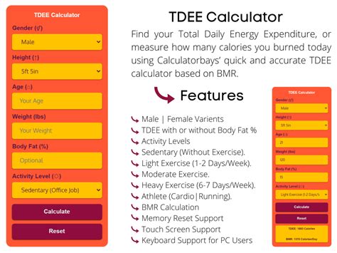 Tdee Calculator Calculate Tdee And Bmr Online Calculator Bay