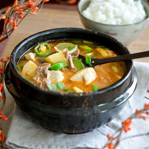 Beef Doenjang Jjigae Korean Soy Bean Paste Stew With Beef Recipe