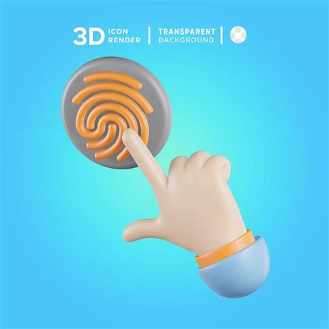 Premium PSD Psd Hand Touch Fingerprint 3d Illustration