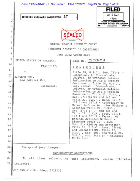 United States V Jinchao Wei Indictment Documentcloud