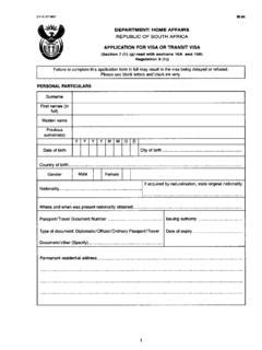 Visa Application Form South Africa Visa Application Form South