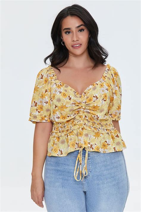 Plus Size Floral Print Top