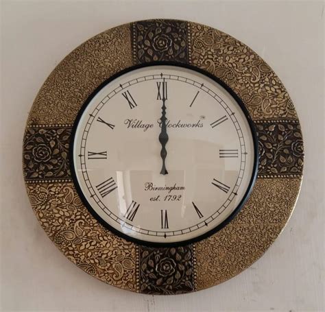 Village Clockworks Antique Wooden Wall Carving Clock For Home Size