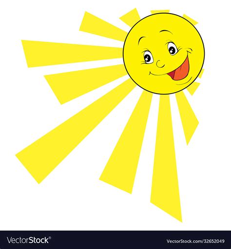 Sun character yellow color cartoon isolated Vector Image