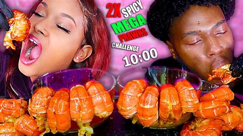 X Spicy Mega Prawns Challenge In Mins Seafood Boil Mukbang