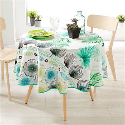 Nappe De Table Blanc Avec Des Feuilles De Palmier Franse Tafelkleden