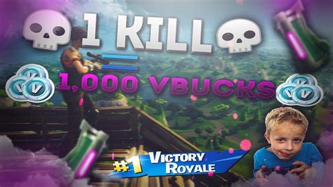 1 Kill 1000 V Bucks For My 9 Year Old Fan Fortnite Youtube