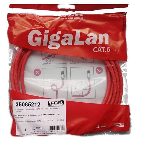 Cabo Furukawa Cat6 Gigalan 20M Vermelho Blindado Sua Loja De Informatica