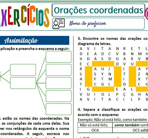 Orações coordenadas Lição Prática