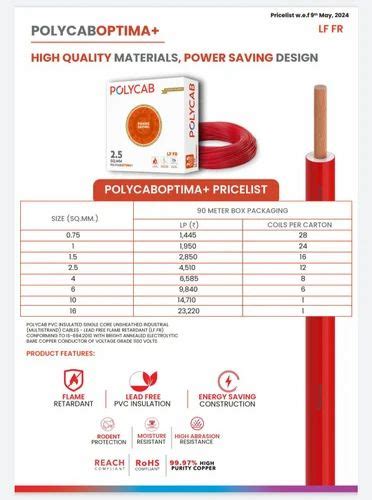 Polycab Fr House Wire M Sqmm Optima Wire Size Sqmm At Rs