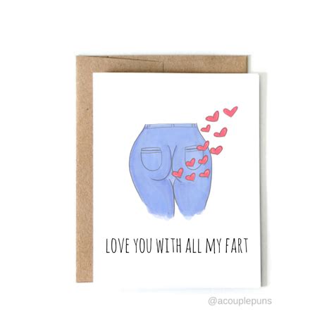 Love You With My Fart Valentines Day Card Funny Etsy Canada