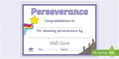 Perseverance Certificate Ks2