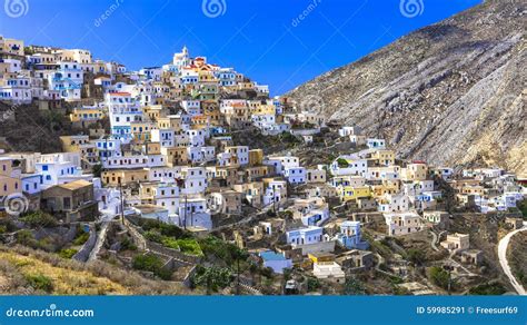 Pueblos Hermosos De Grecia Olimbos En Karpathos Imagen De Archivo