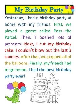 My Birthday Party RECOUNT Example By Nettie S Teacher Basket TpT