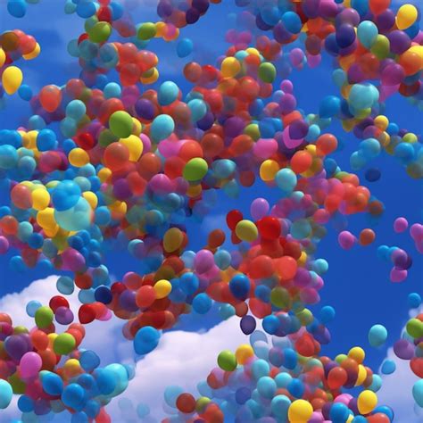 Premium Ai Image A Bunch Of Colorful Balloons Are Floating In The Sky