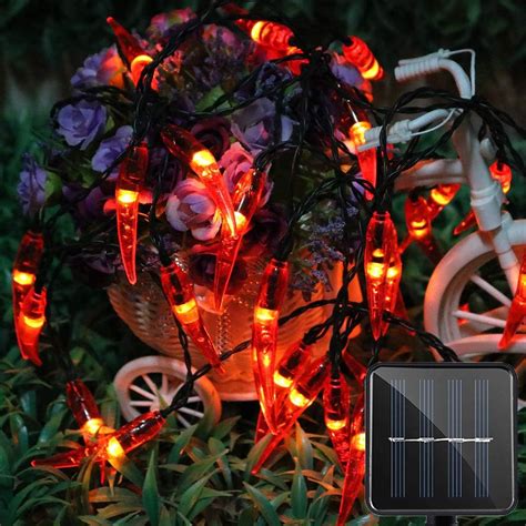 SLGHLSAHG Red Chili String Lights Solar Outdoor Light Waterproof LED