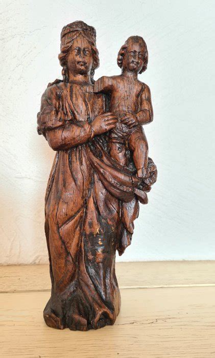 Escultura Virgen con el Niño 27 cm Madera Catawiki