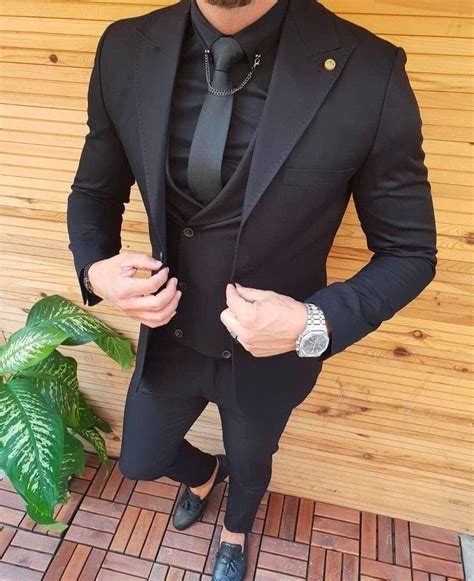 Black Piece Men Suit Wedding Suit Groom Wear Suit Piece Suit