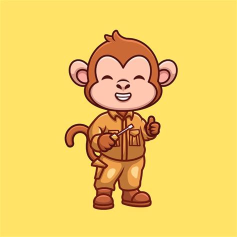 Premium Vector | Mechanic monkey cute cartoon