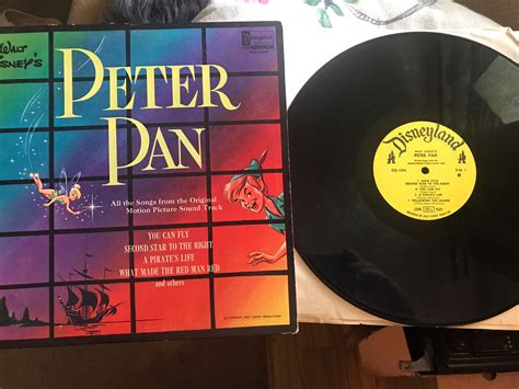 Peter Pan Walt Disney DQ 1206 Vintage Vinyl Record 1963 Disneyland