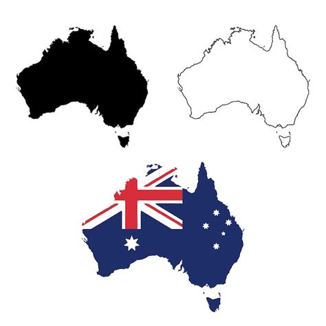 Australia Mapa Sobre Fondo Blanco Vector Premium