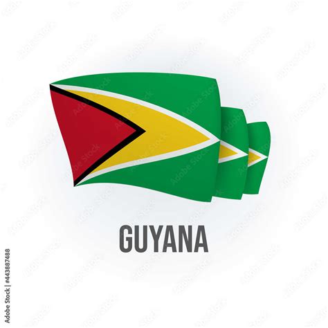 Guyana vector flag. Bended flag of Guyana, realistic vector ...