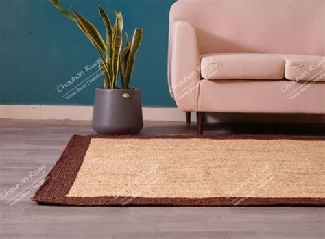 Abstract Hand Braided Rectangle Jute Rug Beige And Black Border Rug At