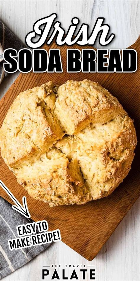 An Advertisement For Soda Bread On A Cutting Board With The Words Fresh Soda Bread Easy To Make