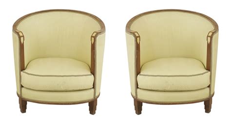 French art deco walnut arm chairs 1