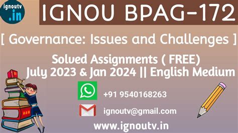 IGNOU BPAG 172 Solved Assignment July 2023 Jan 2024 FREE IGNOU