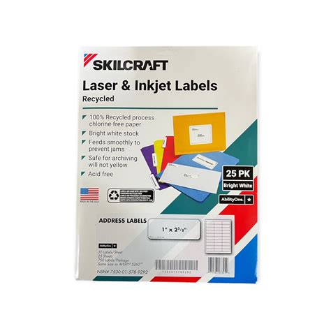 Skilcraft Recycled Laser And Inkjet Labels Inkjetlaser Printers 1 X