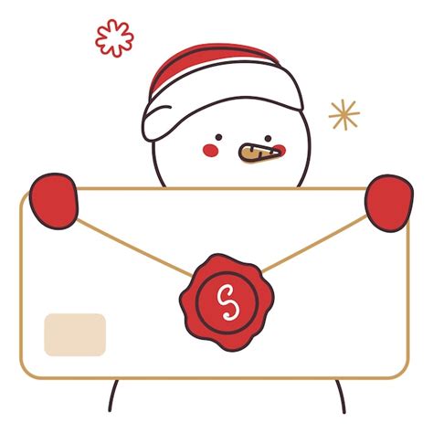 Premium Vector Snowman With Mail