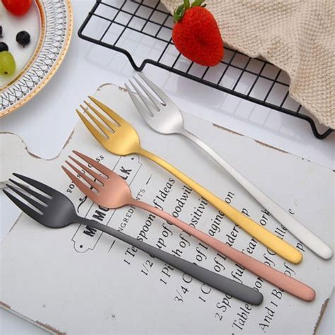 304 Stainless Steel Colourful Dessert Fork Long Ha Grandado