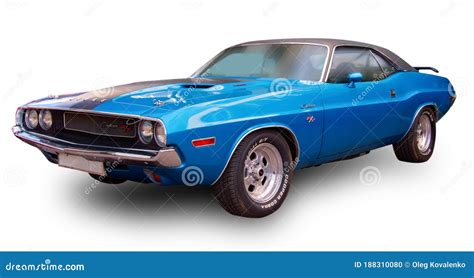 American Clasical Muscle Car Dodge Challenger 1970 White Background