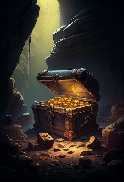 Premium Photo A Treasure Chest Stands On A Mountain Of Coins In A