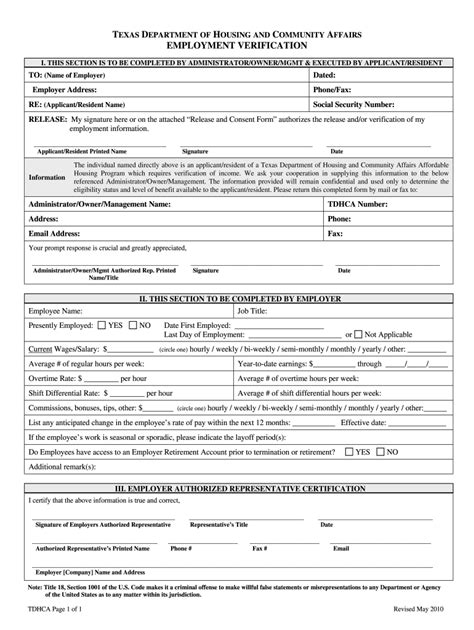 Texas Department Of Health And Human Services Employment Verification Forms Employment Form