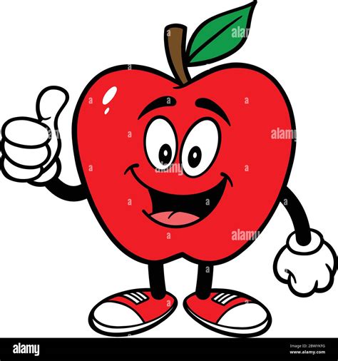 Apple Mascot with Thumbs Up - A cartoon illustration of an Apple Mascot with a Thumbs Up Stock ...