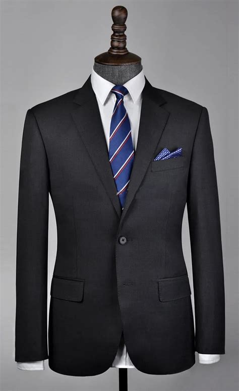 Free shipping Italian worsted groom suit Men Formal Business suit two button dark grey Suit ...